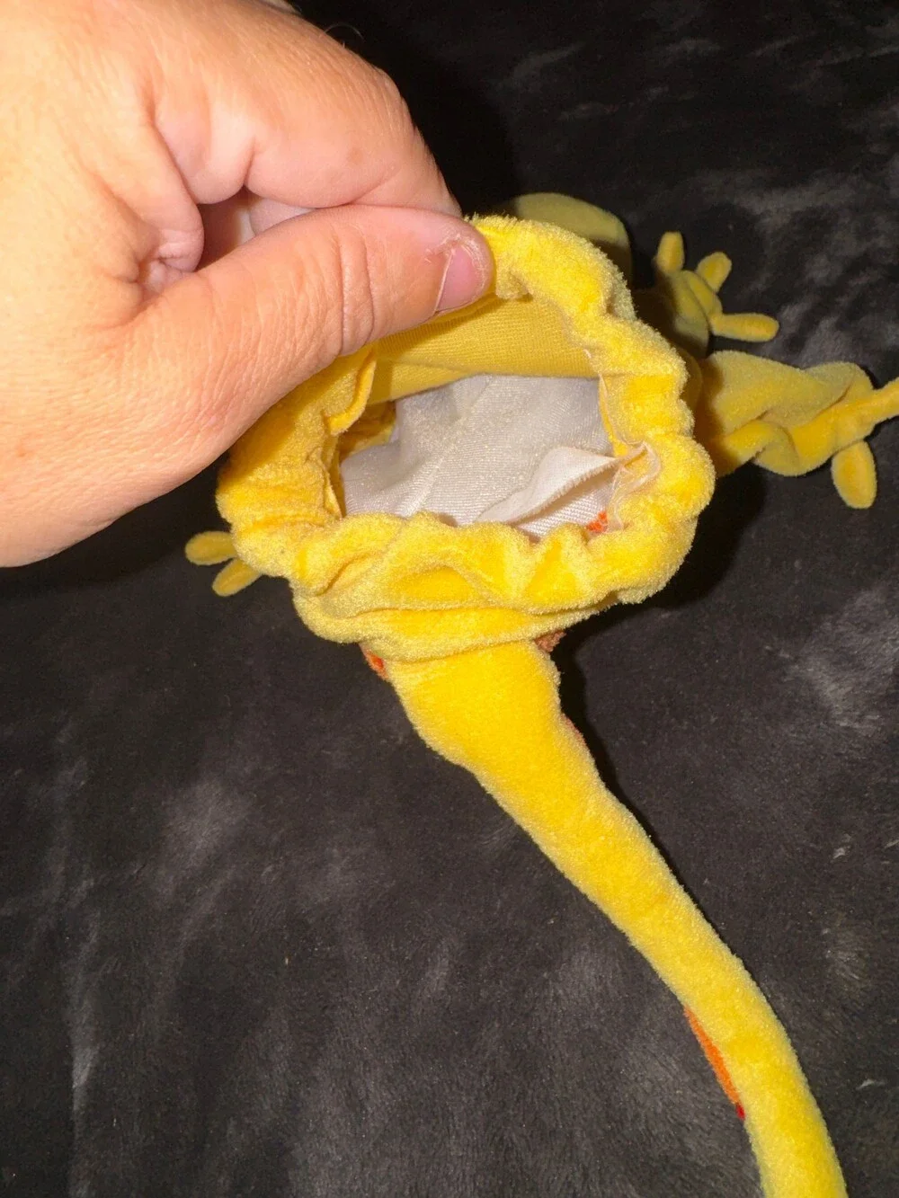 Yellow Orange Striped Plush Frog Hand Puppet Soft Toy